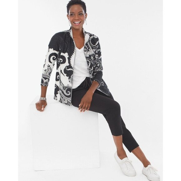 Chico's Zenergy Paisley Jacket Active Zip Size 0/2 US lightweight NWT 7084 - Picture 2 of 16